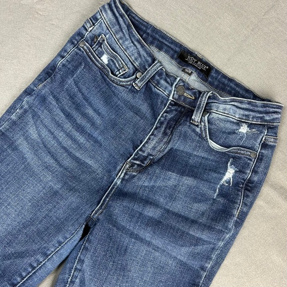 Judy Blue Denim - Judy Blue Skinny Jeans Distressed Raw Release Hem Women 7/28 Blue